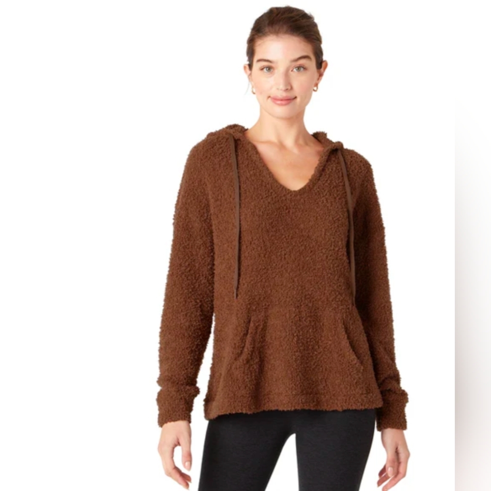 Beyond Yoga Cloud Cover Hooded Furry Sweater Top L